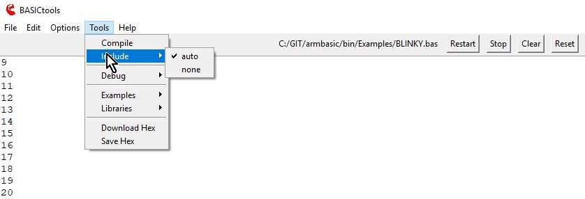 Auto include menu option